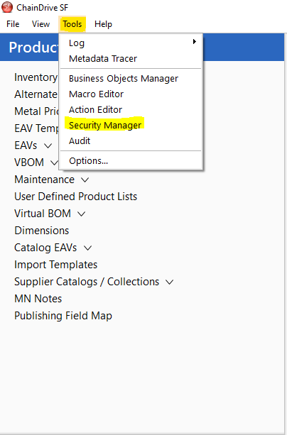 Security Manager Navigation